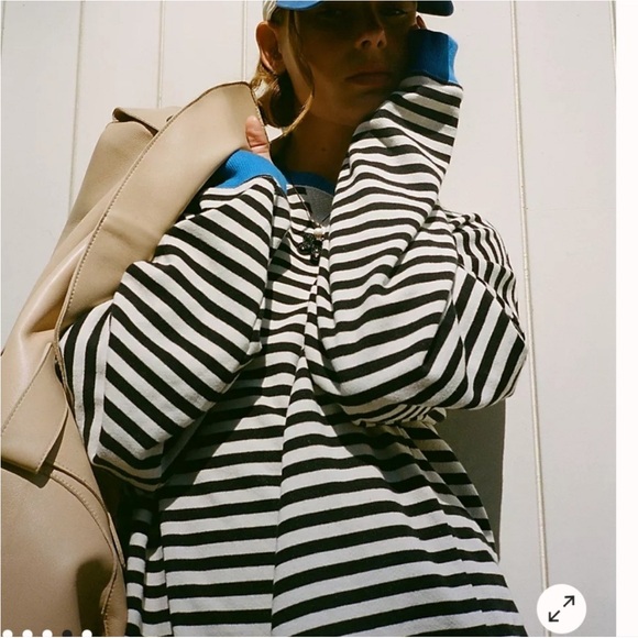 NWT We The Free by Free People Classic Striped Oversized Crewneck - Picture 3 of 5